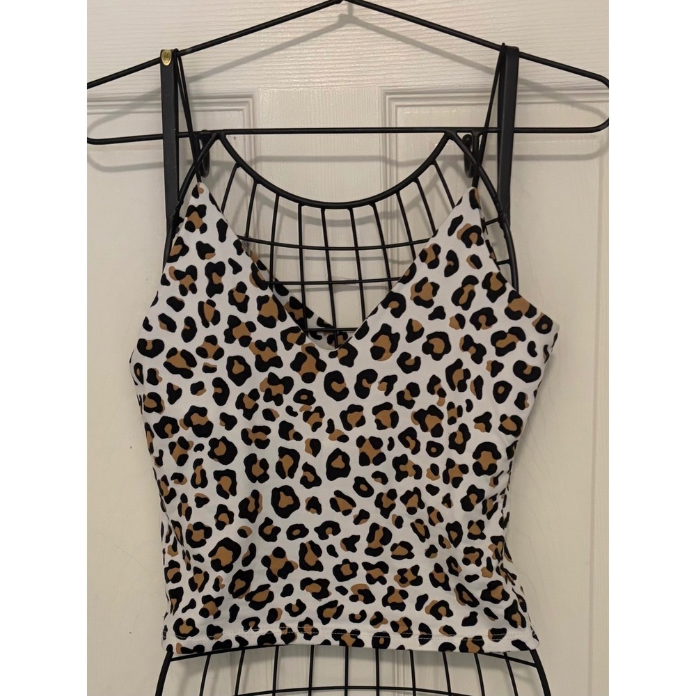 Gaze Leopard Print V Neck Camisole Tank Top Y2K Size Small